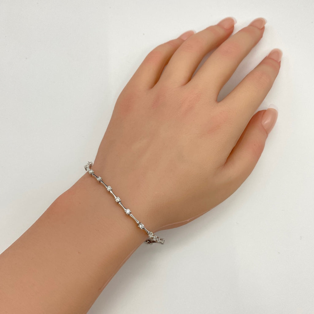 メレダイヤ デザインブレスレット WG ホワイトゴールド 腕輪 ブレスレット K18 WG ダイヤモンド レディース 【中古】nbjwl