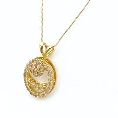 メレダイヤ デザインネックレス YG イエローゴールド ペンダント ネックレス K18 ダイヤモンド レディース 【中古】nbjwl