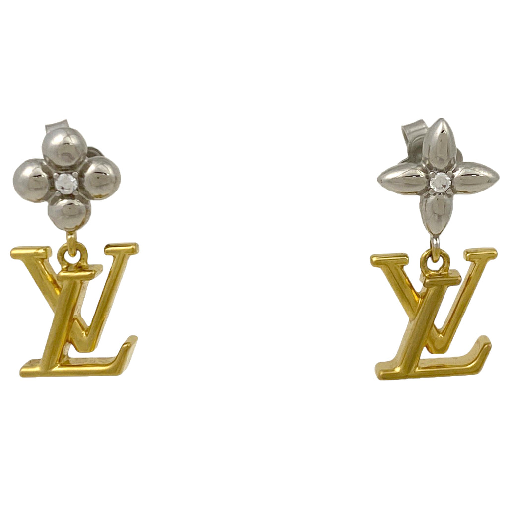 ルイ・ヴィトン パンダント LV アイコニック フラワー ピアス アシンメトリー スイング ピアス GP スチール ラインストーン ゴールド シルバー レディース 【中古】 
 ラッピング可