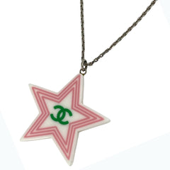 シャネル ココマーク スター ネックレス プラスチック ネックレス シルバーメッキ ホワイト ピンク レディース 【中古】bracc