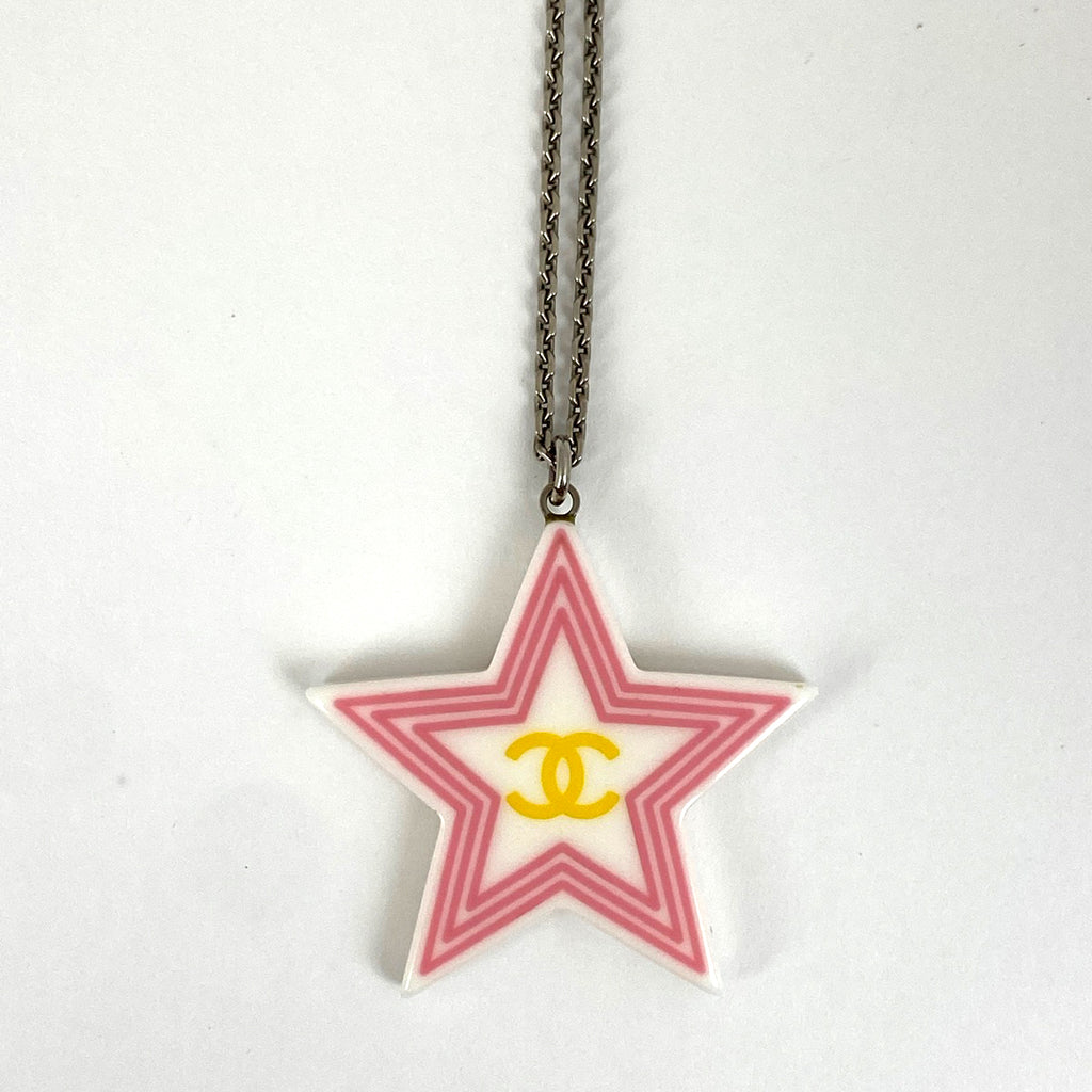 シャネル ココマーク スター ネックレス プラスチック ネックレス シルバーメッキ ホワイト ピンク レディース 【中古】bracc