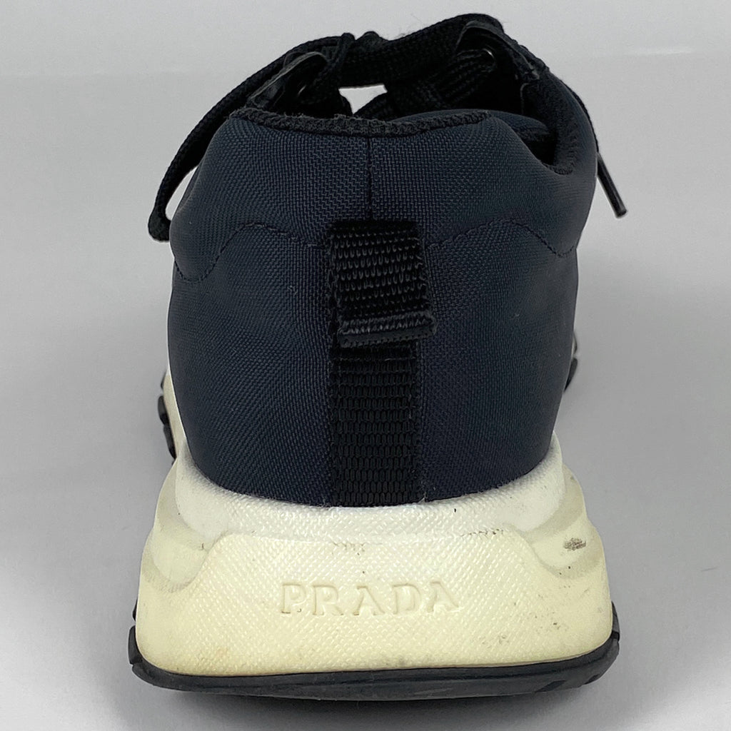 【最終値引き】 プラダ ロゴ スニーカー ローカット 4E 靴 スニーカー ナイロン ネイビー メンズ 【中古】 brapp