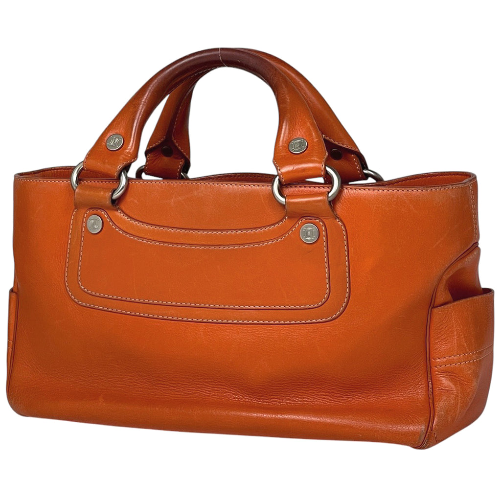 CELINE セリーヌ ハンドバッグ ブギー マカダム柄 キャンバス レザー 黒 CELINE<BR>セリーヌ マカダム キャンバス/レザー ハンドバッグ