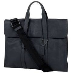 コーチ メトロポリタン ポートフォリオ ビジネスバッグ 2WAY ショルダーバッグ レザー ネイビー 58097 メンズ 【中古】 brbag