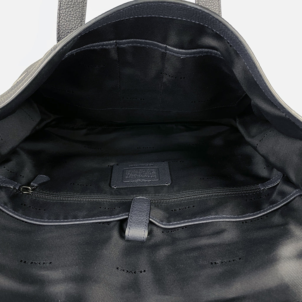 コーチ メトロポリタン ポートフォリオ ビジネスバッグ 2WAY ショルダーバッグ レザー ネイビー 58097 メンズ 【中古】 brbag