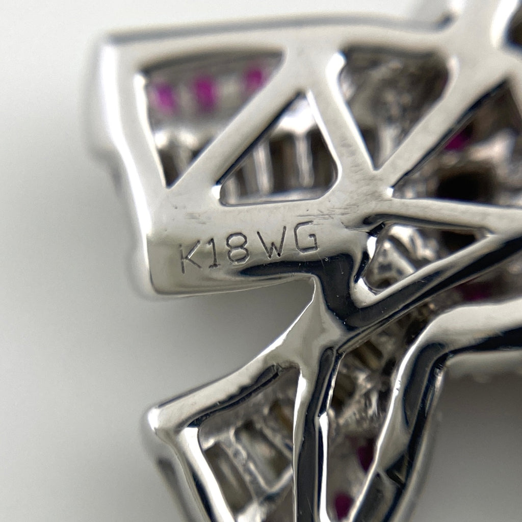 リボンモチーフ ペンダントトップ WG ホワイトゴールド ルビー メレダイヤ ペンダントトップ K18 WG ルビー レディース 【中古】nbjwl