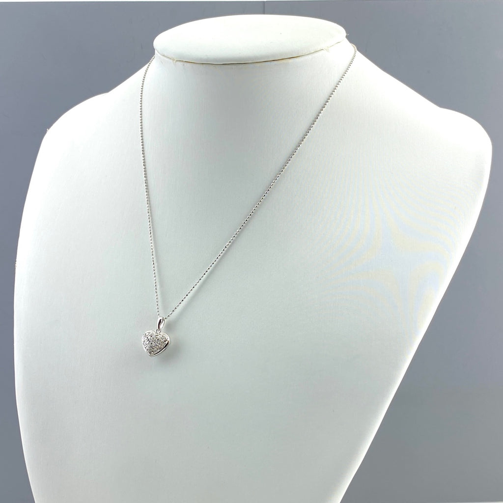 ハートモチーフデザインネックレス プラチナ ペンダント メレダイヤ ネックレス Pt900 Pt850 ダイヤモンド レディース 【中古】nbjwl