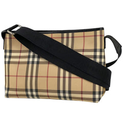 バーバリー チェック柄 ショルダーバッグ ロゴ メッセンジャーバッグ 斜め掛け ショルダーバッグ コーティングキャンバス ベージュ マルチカラー レディース 【中古】brbag