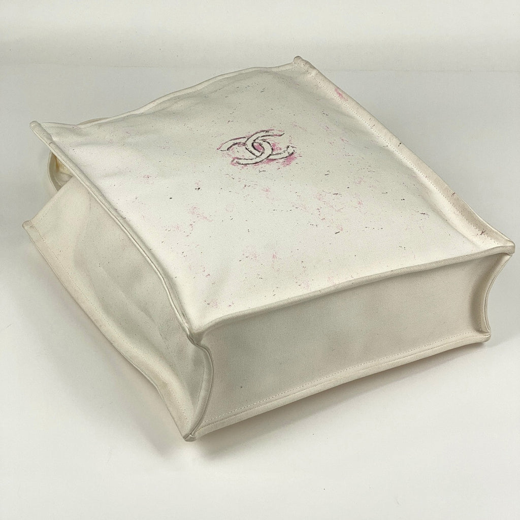 シャネル ココマーク トートバッグ マイアミ クルーズ ロゴ ハンドバッグ キャンバス アイボリー レディース 【中古】brbag