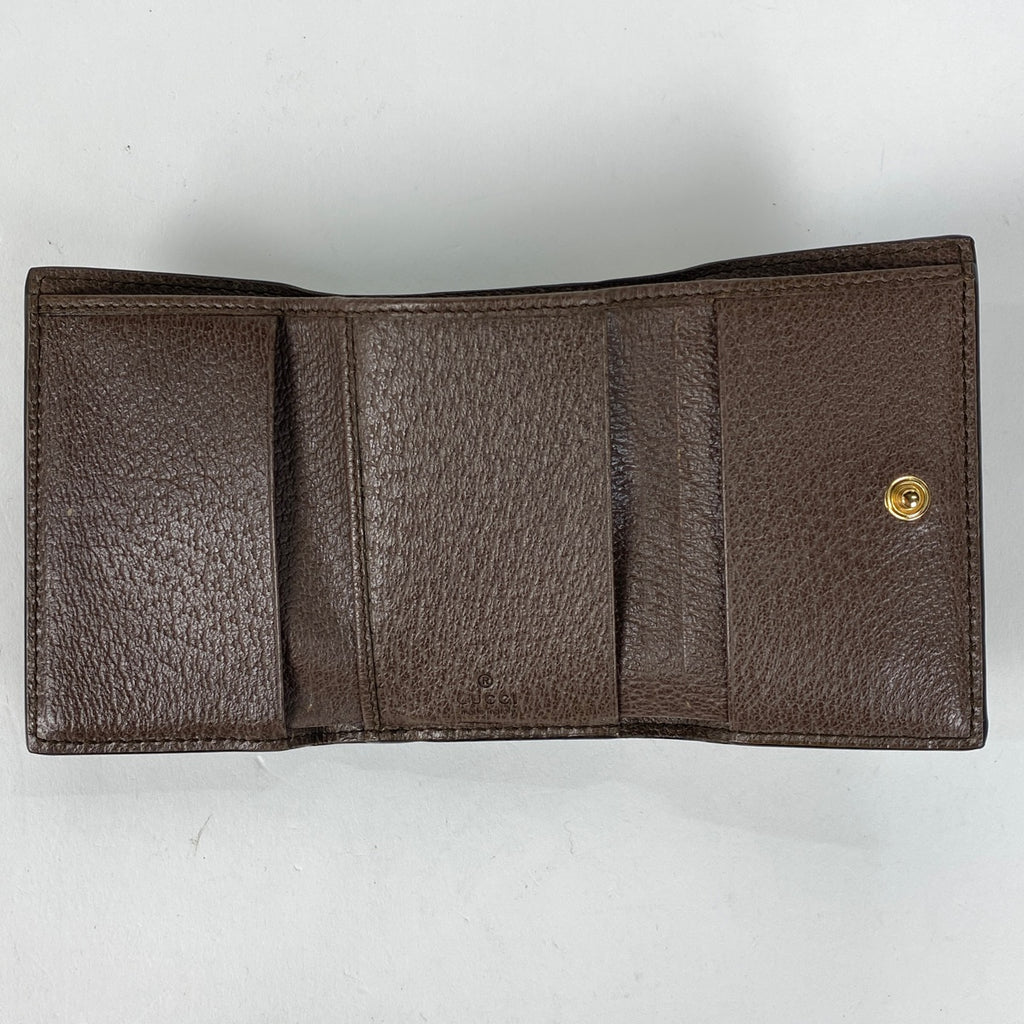グッチ オフィディア GG 三つ折り 財布 ダブルG ウェブ シェリーライン 三つ折り財布 GGスプリーム ブラウン 644334 レディース 【中古】brbag