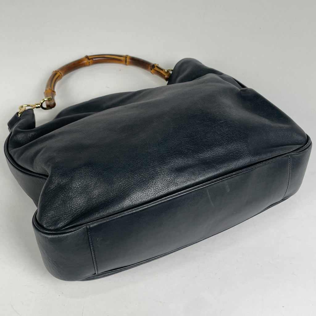 グッチ バンブー ショルダーバッグ 2WAY オールドグッチ ショルダーバッグ レザー ネイビー 0011577 レディース 【中古】brbag