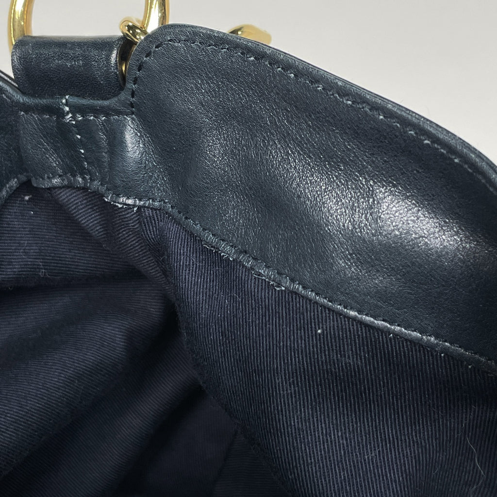 グッチ バンブー ショルダーバッグ 2WAY オールドグッチ ショルダーバッグ レザー ネイビー 0011577 レディース 【中古】brbag