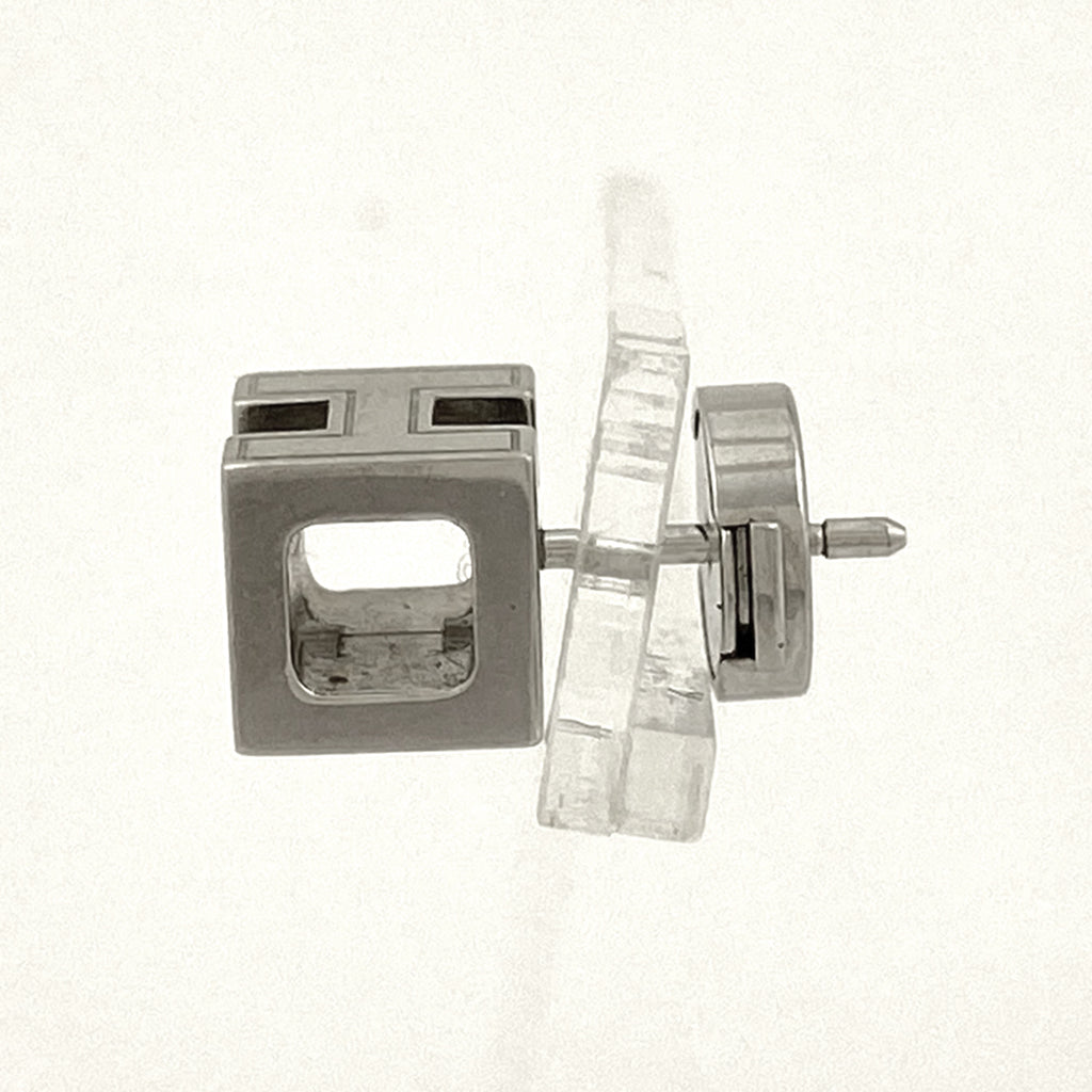 エルメス カージュドアッシュ Hキューブ ピアス Hロゴ ピアス メタル ホワイト シルバー レディース 【中古】bracc