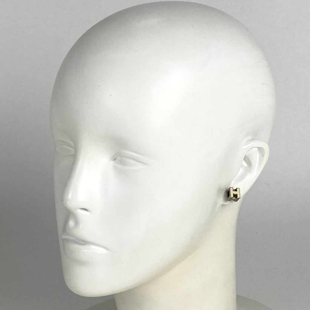 エルメス カージュドアッシュ Hキューブ ピアス Hロゴ ピアス メタル ホワイト シルバー レディース 【中古】bracc