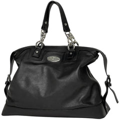 【ジャンク品】セリーヌ ロゴ ハンドバッグ ブラゾン ハンドバッグ レザー ブラック レディース 【中古】