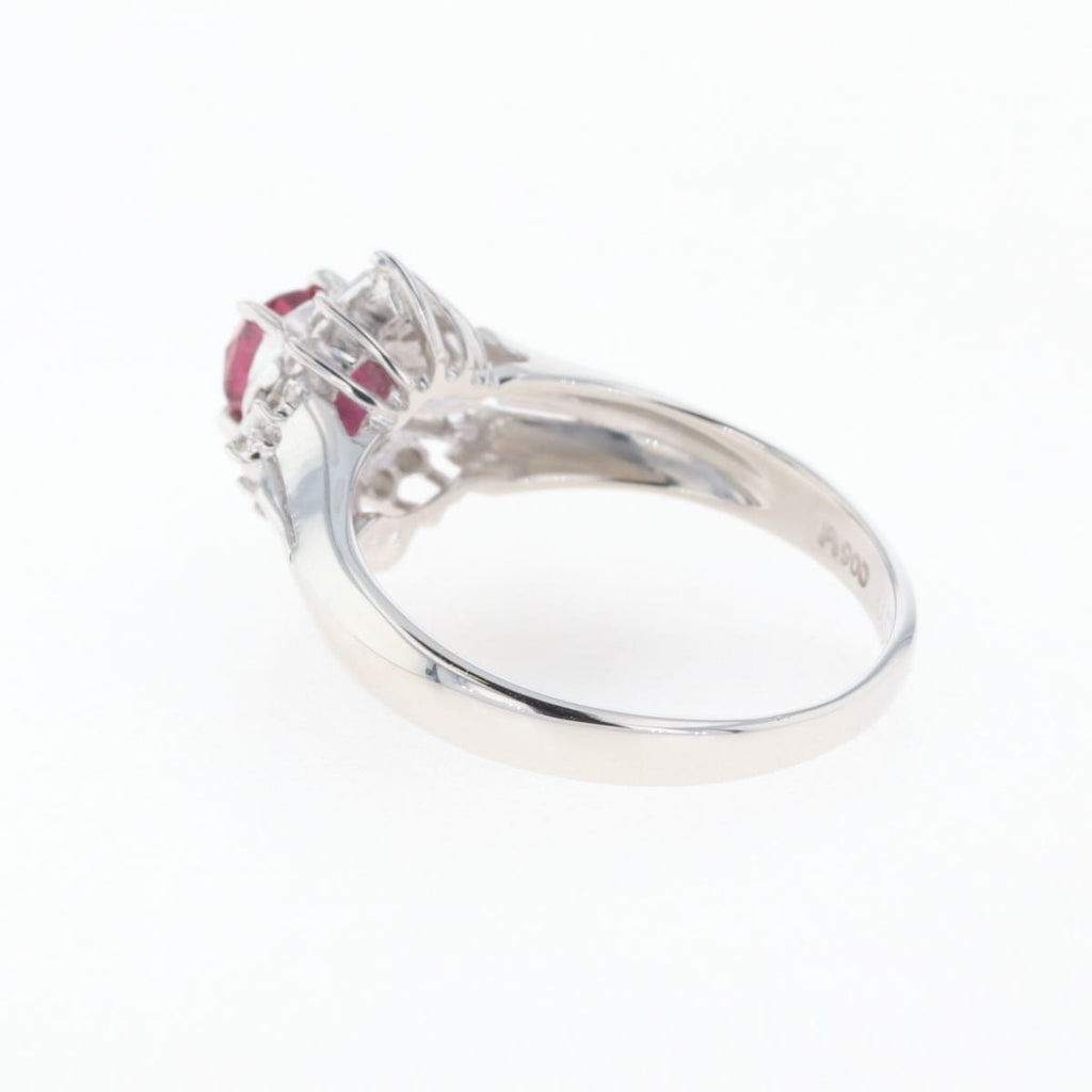 ルビー デザインリング プラチナ 指輪 メレダイヤ リング 12号 Pt900 ルビー ダイヤモンド レディース 【中古】nbjwl
