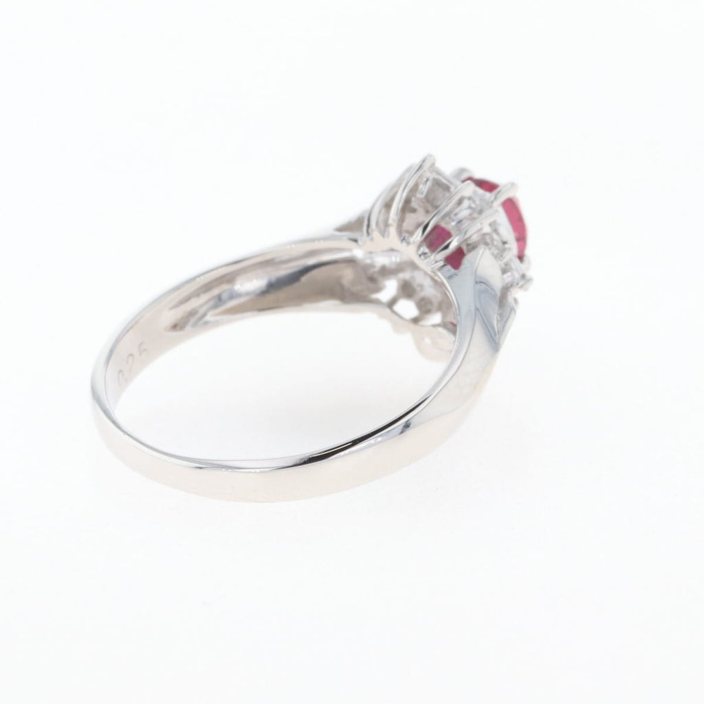 ルビー デザインリング プラチナ 指輪 メレダイヤ リング 12号 Pt900 ルビー ダイヤモンド レディース 【中古】nbjwl