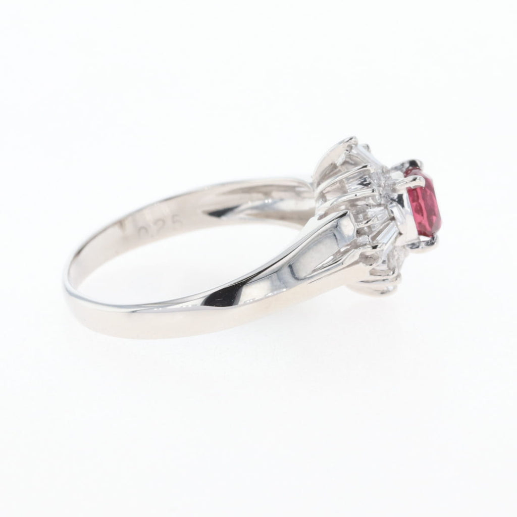 ルビー デザインリング プラチナ 指輪 メレダイヤ リング 12号 Pt900 ルビー ダイヤモンド レディース 【中古】nbjwl