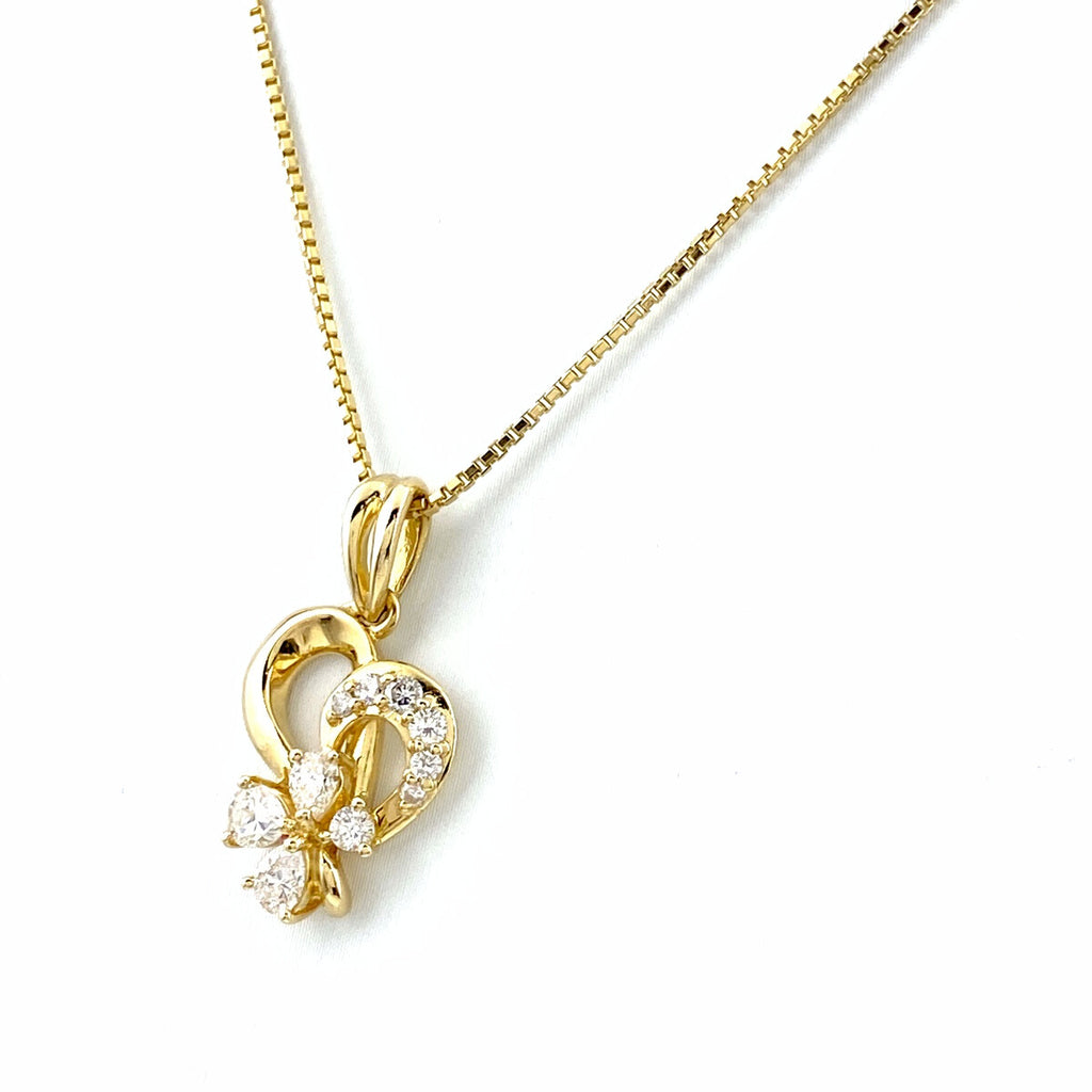 メレダイヤ デザインネックレス YG イエローゴールド ペンダント ネックレス K18 ダイヤモンド レディース 【中古】nbjwl