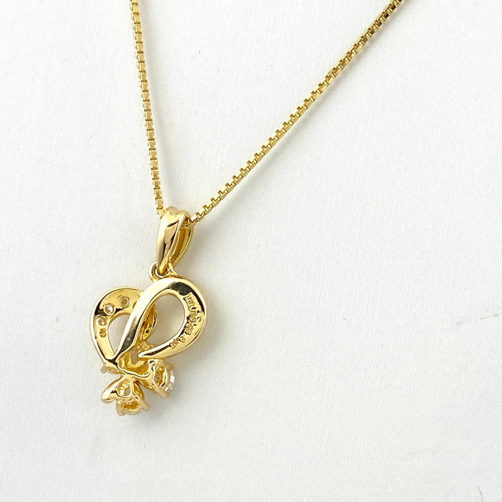 メレダイヤ デザインネックレス YG イエローゴールド ペンダント ネックレス K18 ダイヤモンド レディース 【中古】nbjwl