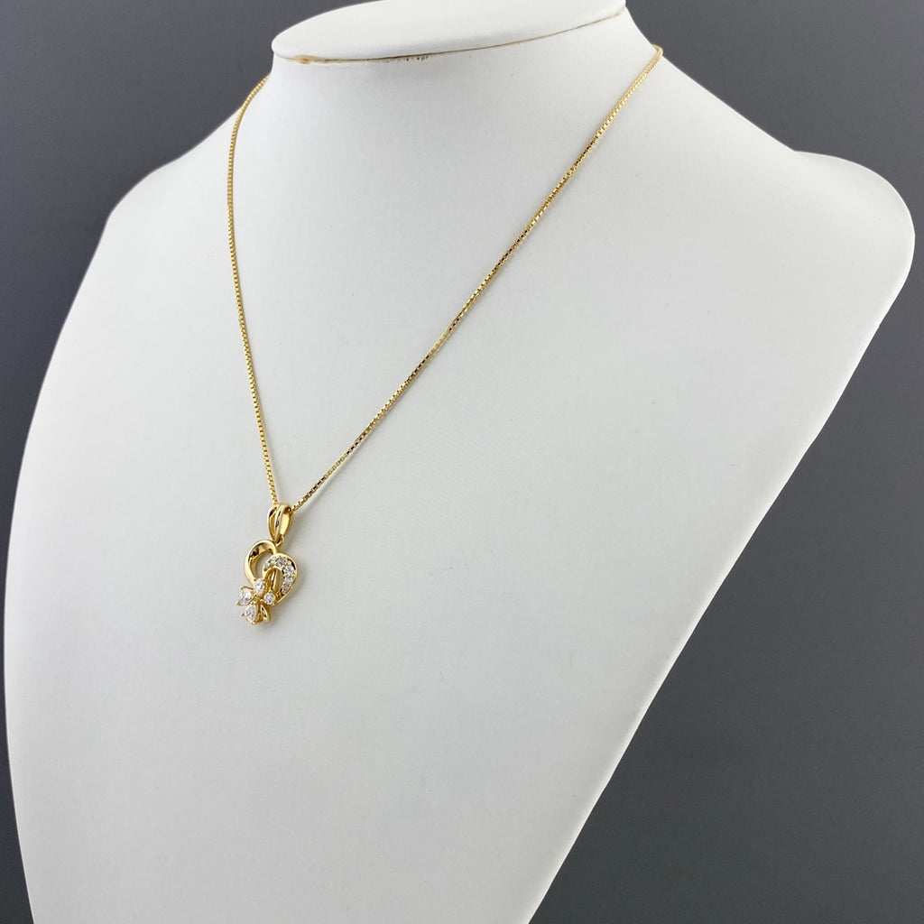 メレダイヤ デザインネックレス YG イエローゴールド ペンダント ネックレス K18 ダイヤモンド レディース 【中古】nbjwl