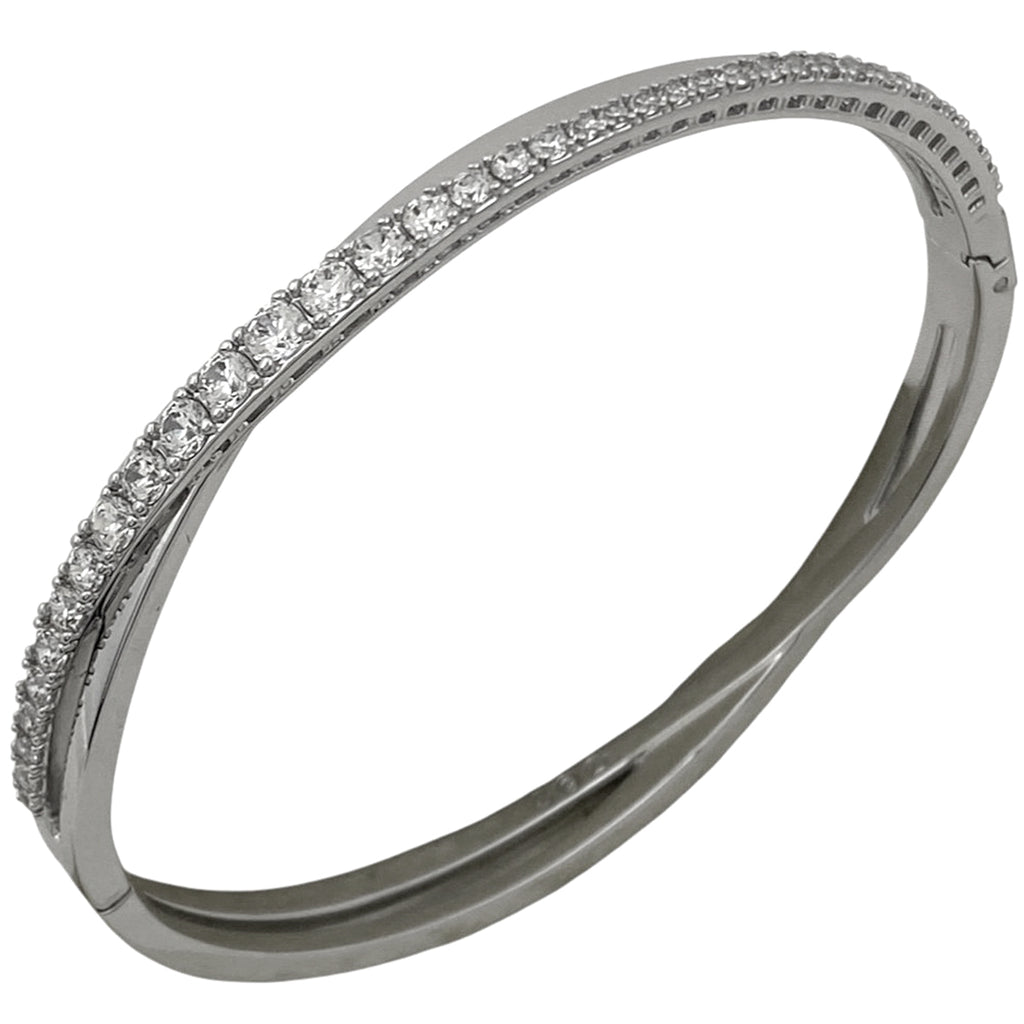 スワロフスキー ツイスト バングル Twist ジルコニア 腕輪 バングル メタル シルバー レディース 【中古】bracc