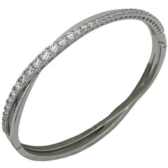 スワロフスキー ツイスト バングル Twist ジルコニア 腕輪 バングル メタル シルバー レディース 【中古】bracc