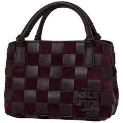 トリーバーチ ロゴ ハンドバッグ 2WAY ショルダーバッグ ハンドバッグ スエード ブラウン パープル レディース 【中古】brbag