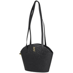 イヴ・サンローラン ロゴ トートバッグ 肩掛け ショルダーバッグ YSL トートバッグ レザー ブラック レディース 【中古】brbag