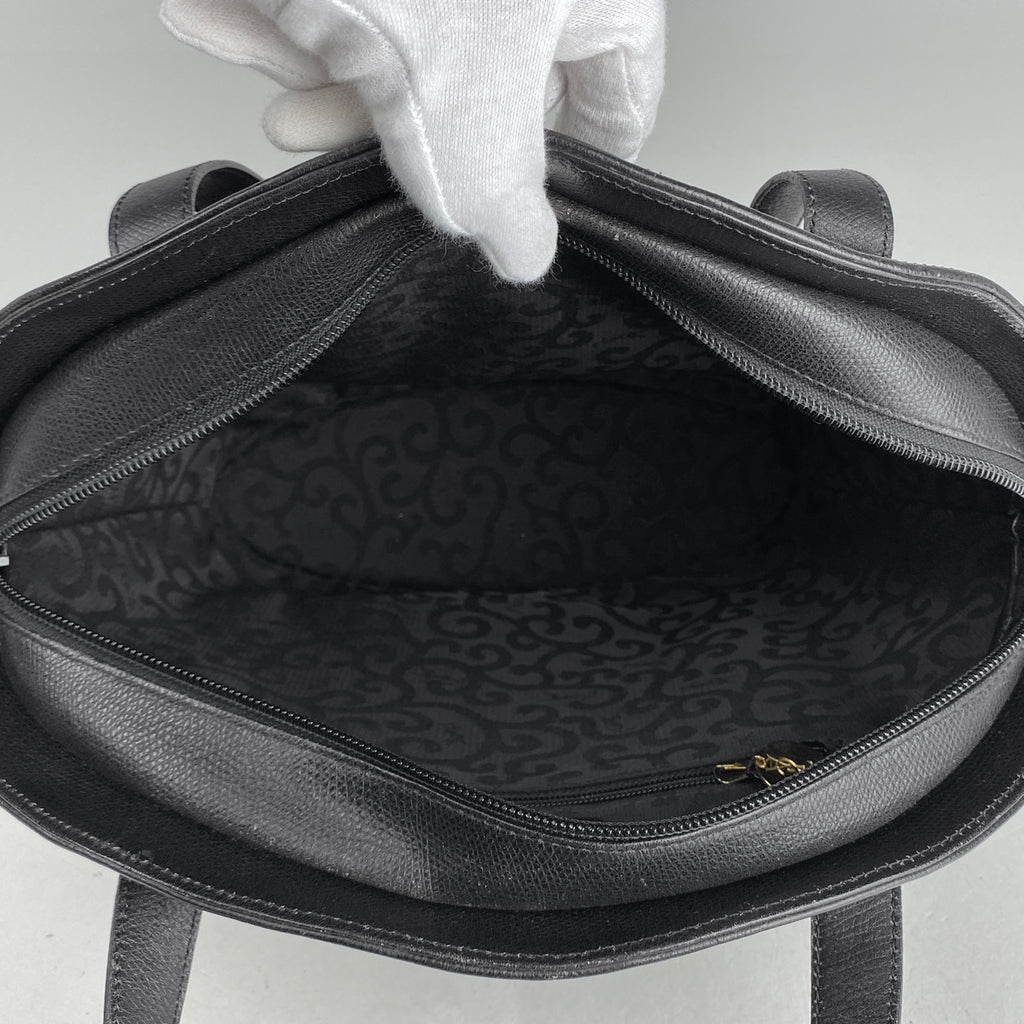 イヴ・サンローラン ロゴ トートバッグ 肩掛け ショルダーバッグ YSL トートバッグ レザー ブラック レディース 【中古】brbag