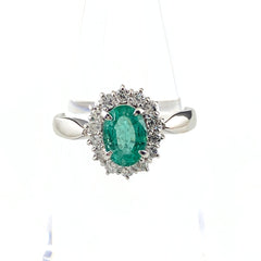 エメラルド デザインリング プラチナ 指輪 メレダイヤ リング 11号 Pt900 エメラルド ダイヤモンド レディース 【中古】nbjwl