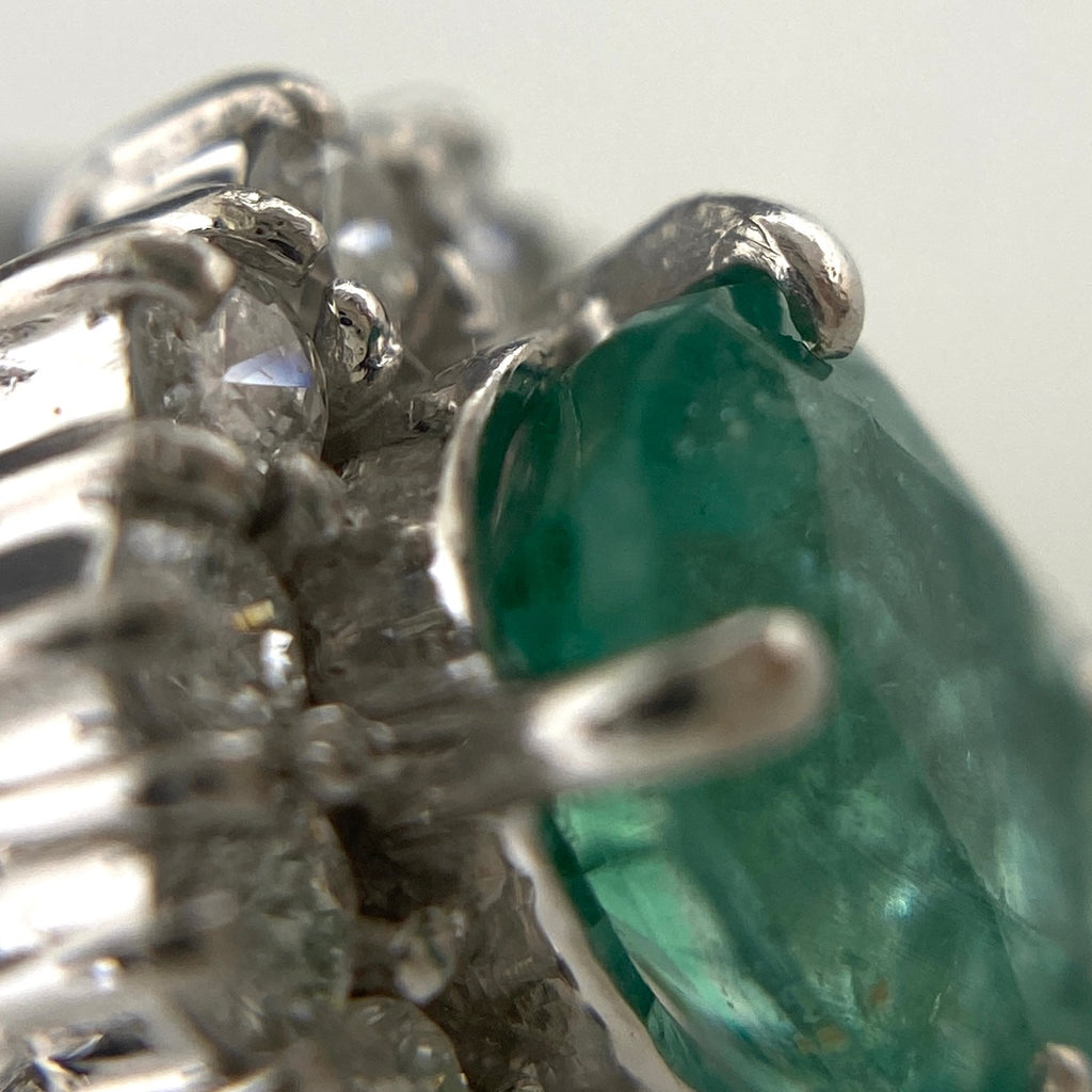 エメラルド デザインリング プラチナ 指輪 メレダイヤ リング 11号 Pt900 エメラルド ダイヤモンド レディース 【中古】nbjwl