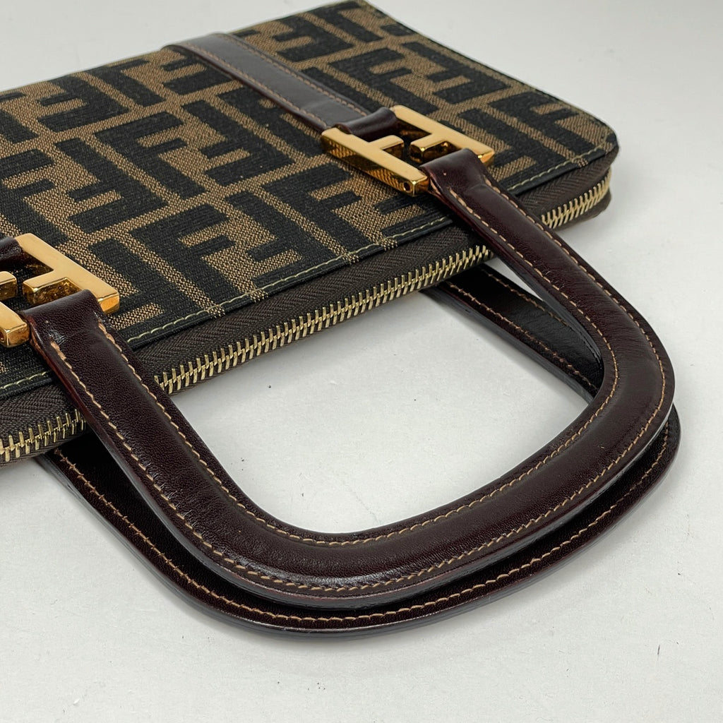 フェンディ ズッカ柄 ハンドバッグ 財布 ウォレット ハンドバッグ キャンバス ブラウン 26347 レディース 【中古】brbag