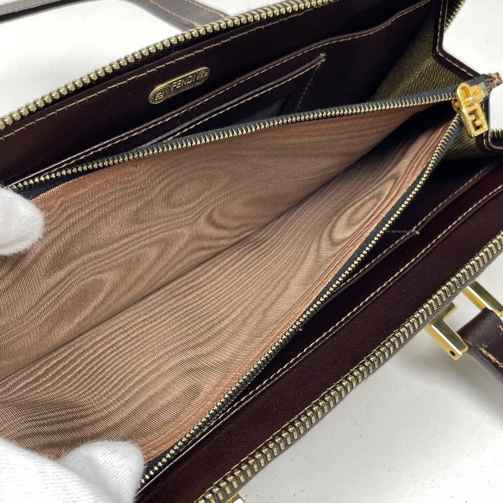 フェンディ ズッカ柄 ハンドバッグ 財布 ウォレット ハンドバッグ キャンバス ブラウン 26347 レディース 【中古】brbag