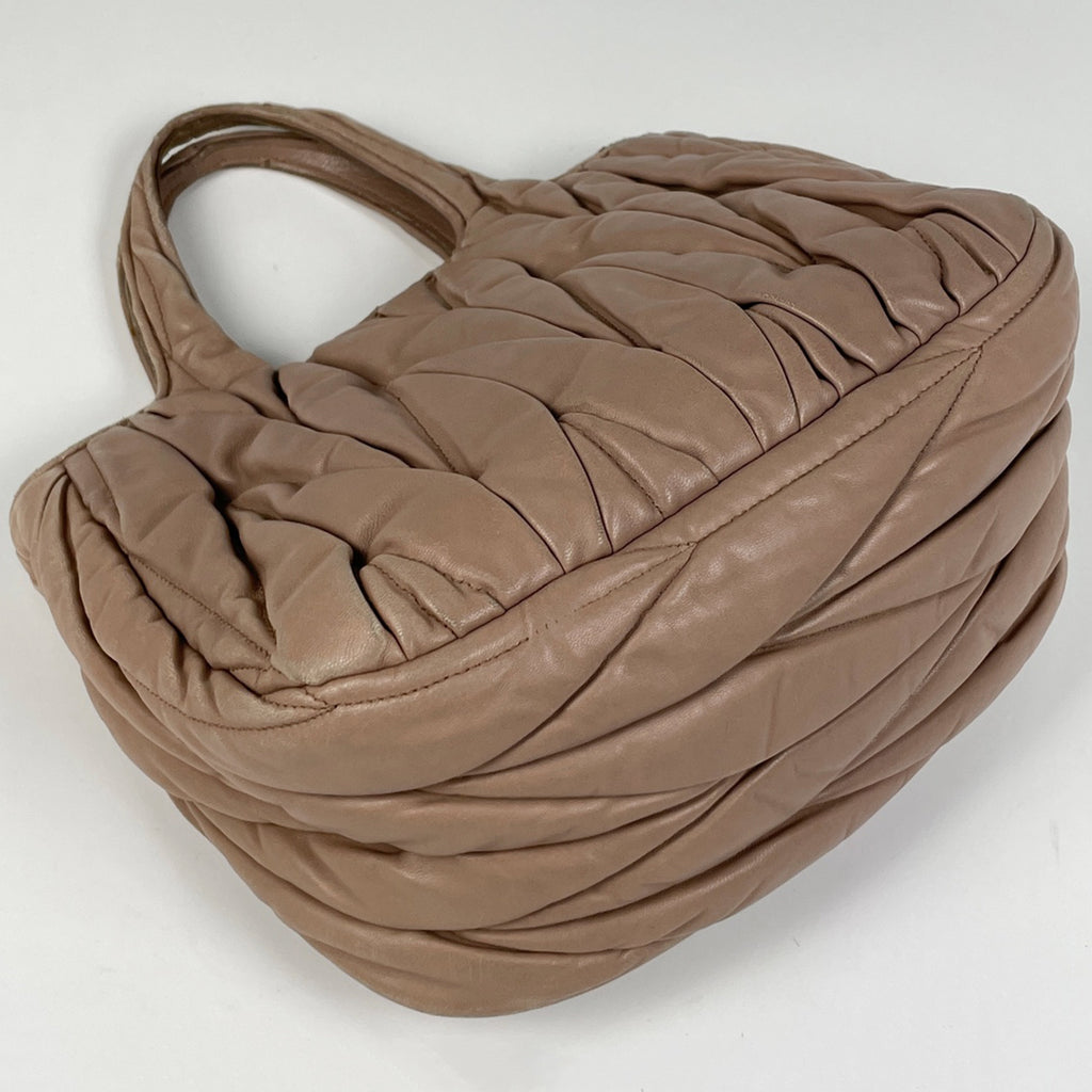 ミュウ ミュウ ロゴ ハンドバッグ 2WAY ショルダーバッグ ハンドバッグ レザー ピンクベージュ レディース 【中古】brbag