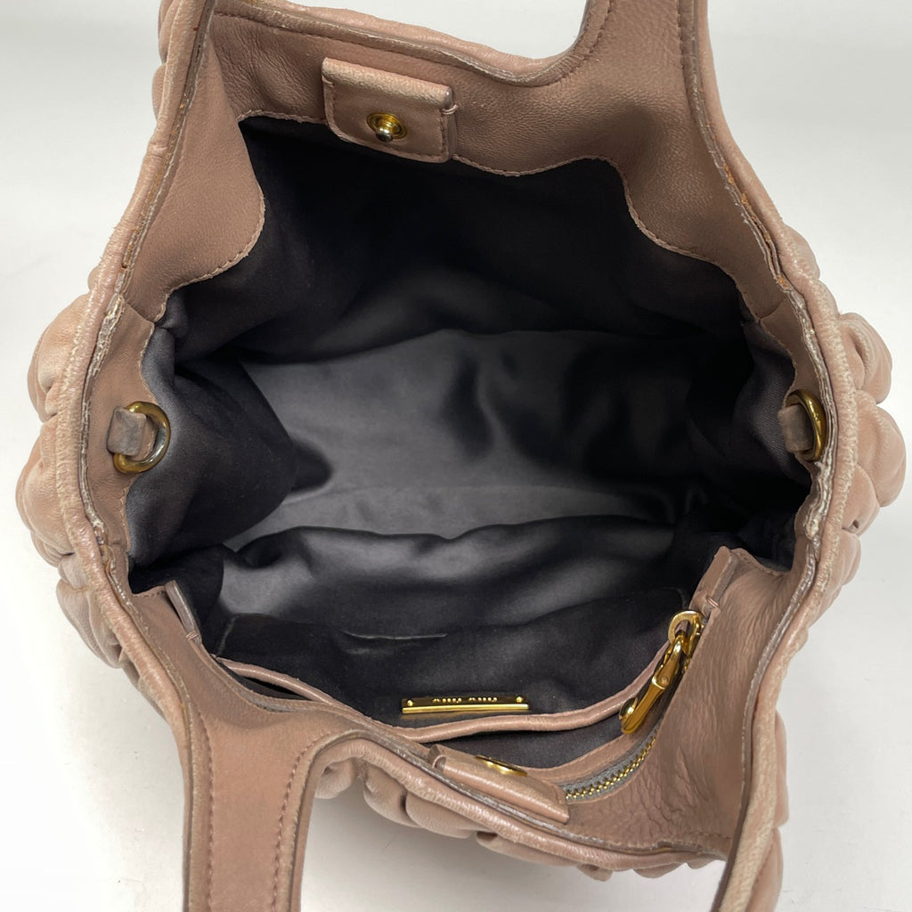 ミュウ ミュウ ロゴ ハンドバッグ 2WAY ショルダーバッグ ハンドバッグ レザー ピンクベージュ レディース 【中古】brbag