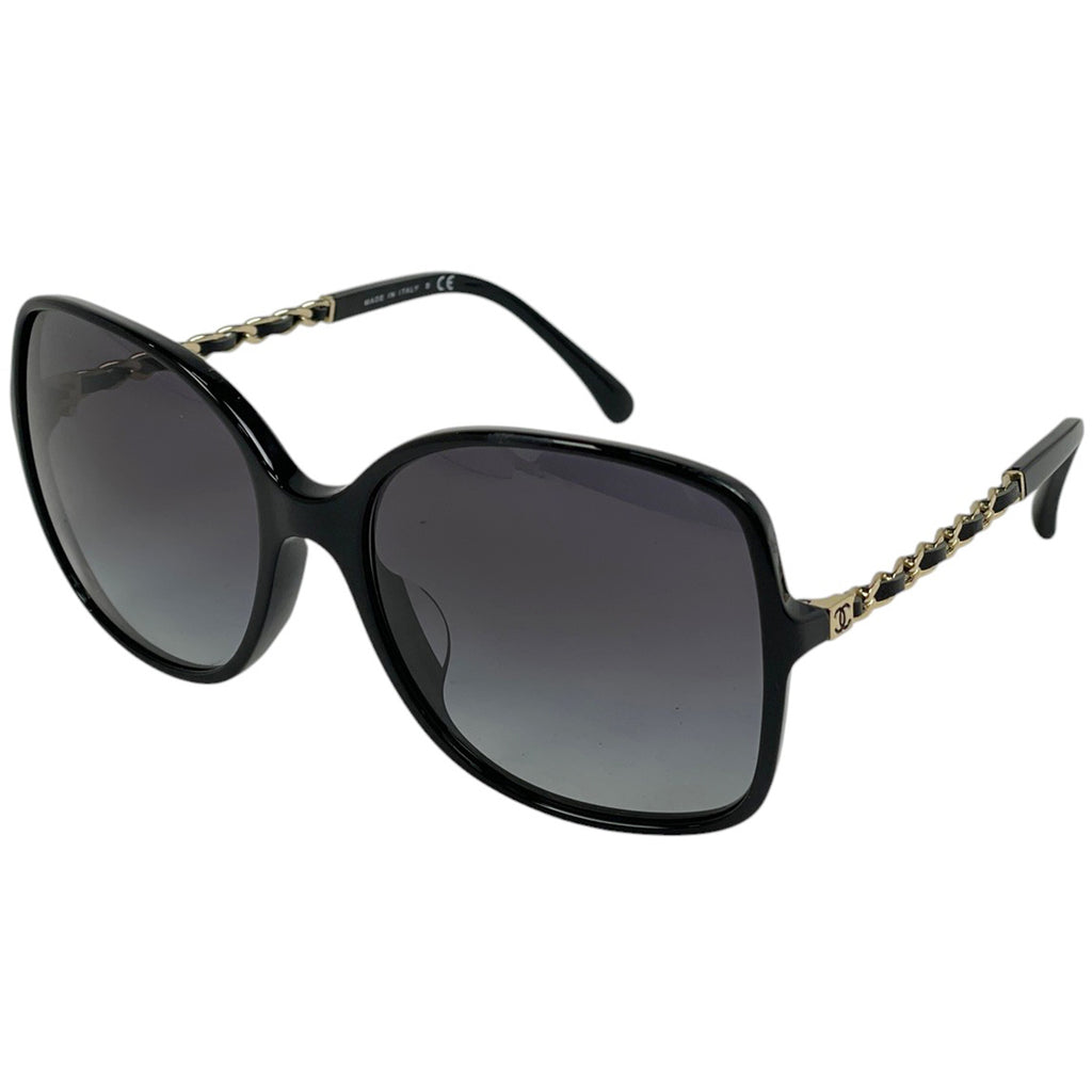 シャネル ココマーク サングラス アイウェア グラデーション サングラス プラスチック レザー メタル ブラック ゴールド 5210 レディース 【中古】brbag