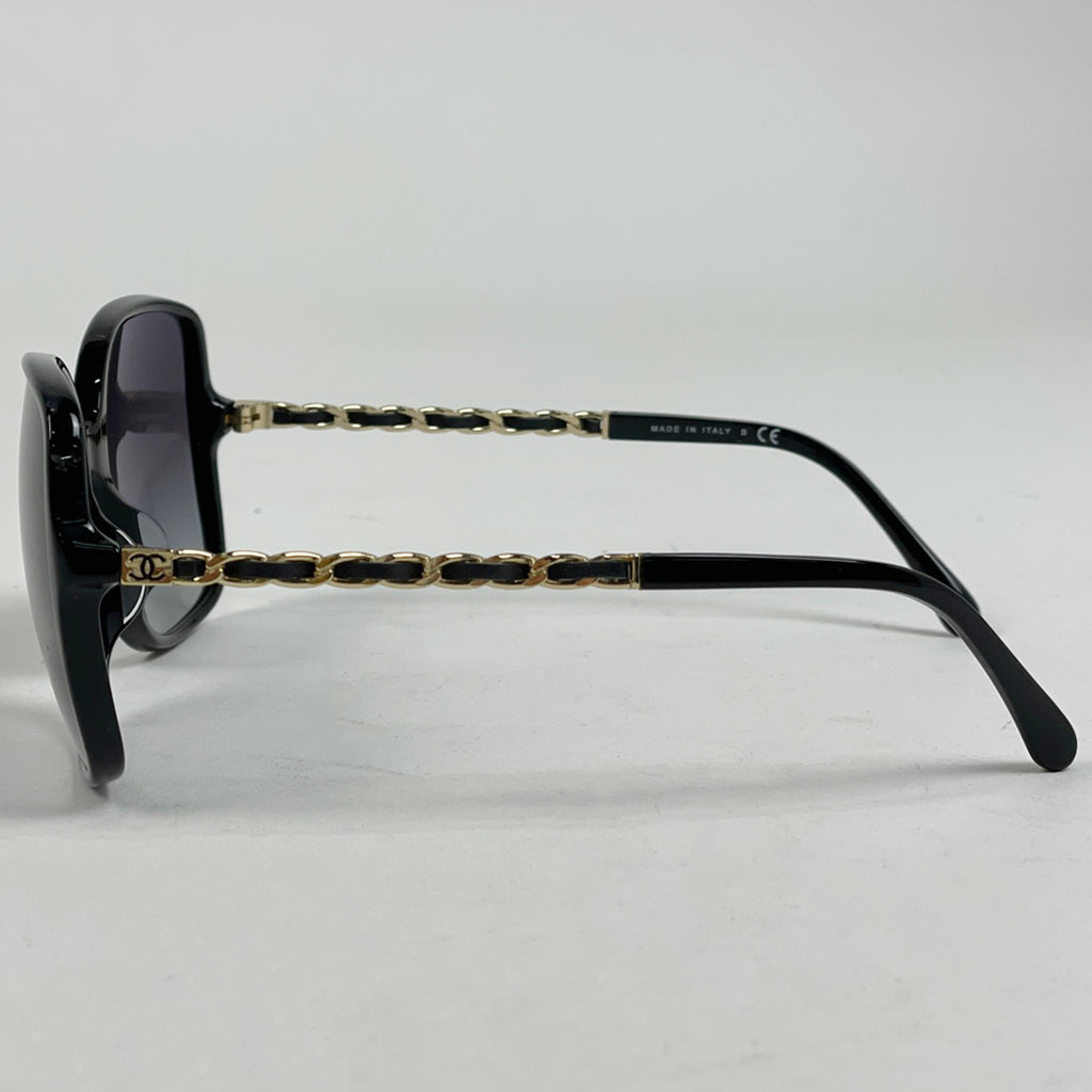 シャネル ココマーク サングラス アイウェア グラデーション サングラス プラスチック レザー メタル ブラック ゴールド 5210 レディース 【中古】brbag