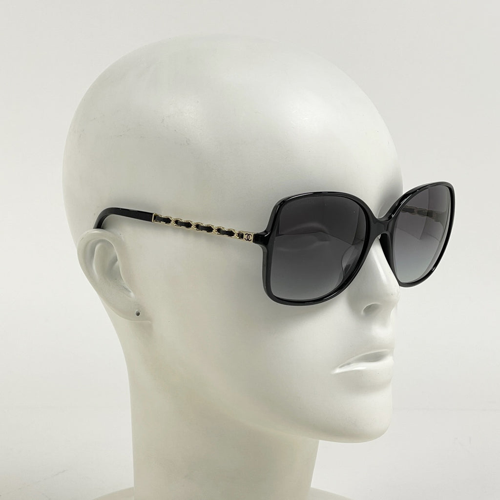 シャネル ココマーク サングラス アイウェア グラデーション サングラス プラスチック レザー メタル ブラック ゴールド 5210 レディース 【中古】brbag