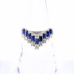 サファイア デザインリング プラチナ 指輪 メレダイヤ リング 16号 Pt900 サファイア ダイヤモンド レディース 【中古】nbjwl