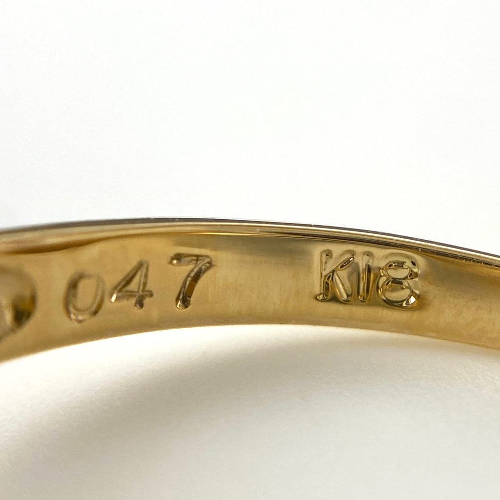 フラワーモチーフ デザインリング YG イエローゴールド プラチナ 指輪 メレダイヤ 花 リング 9.5号 K18 Pt900 ダイヤモンド レディース 【中古】nbjwl