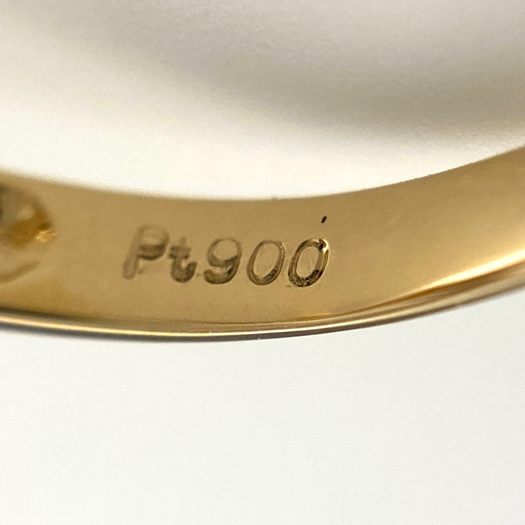 フラワーモチーフ デザインリング YG イエローゴールド プラチナ 指輪 メレダイヤ 花 リング 9.5号 K18 Pt900 ダイヤモンド レディース 【中古】nbjwl