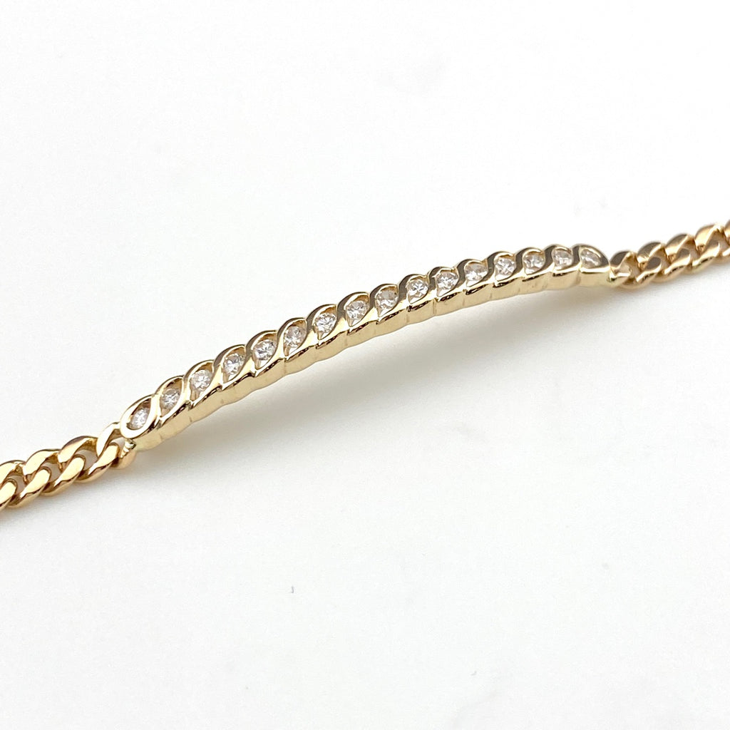 メレダイヤ デザインブレスレット YG イエローゴールド 腕輪 ブレスレット K18 ダイヤモンド レディース 【中古】nbjwl