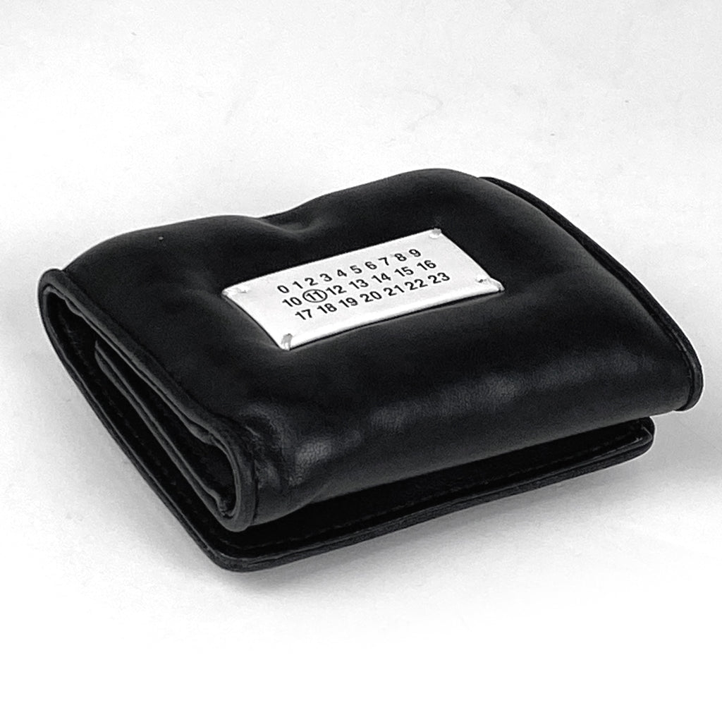 メゾン マルジェラ グラスラム ウォレット 三つ折り財布 レザー ブラック レディース 【中古】 brbag