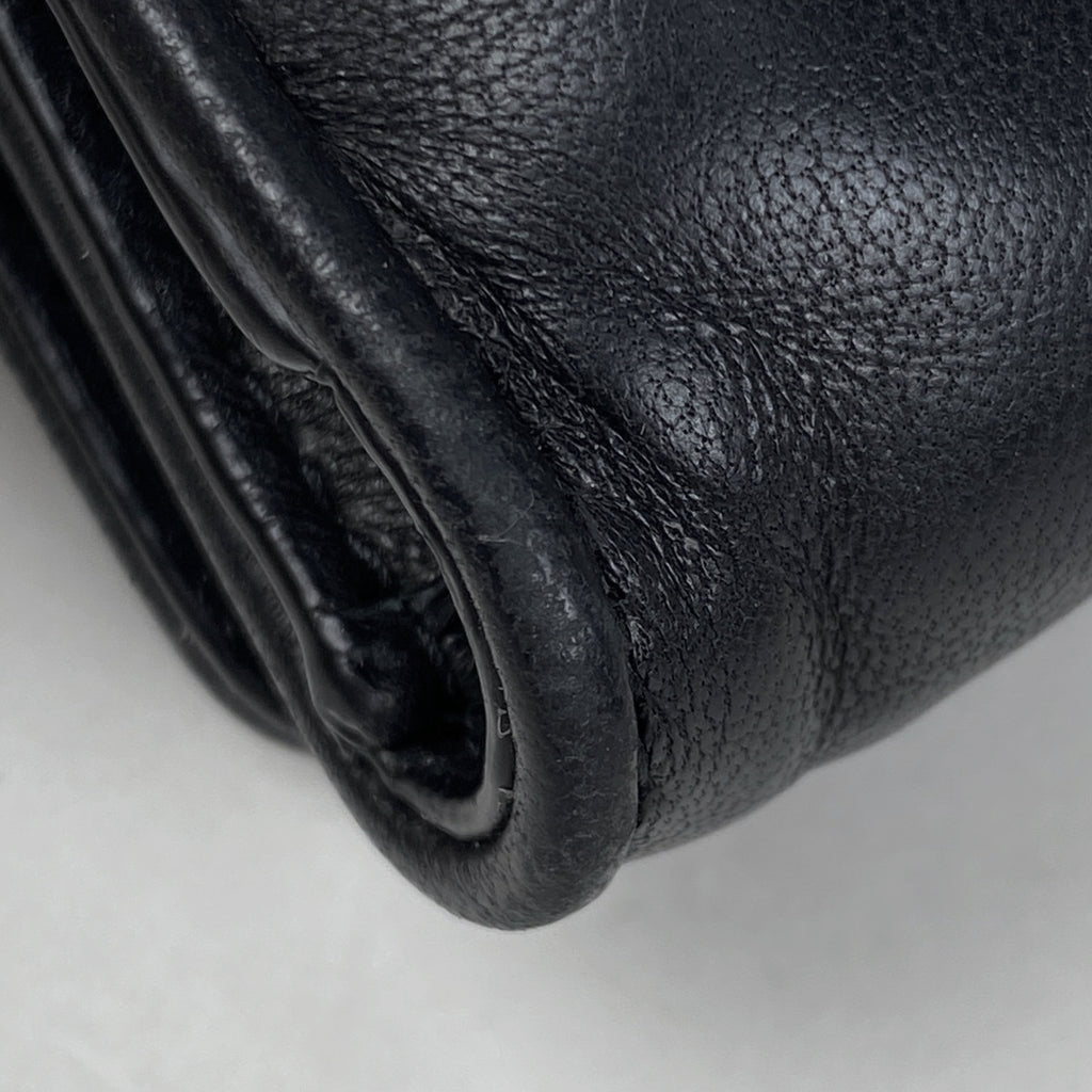 メゾン マルジェラ グラスラム ウォレット 三つ折り財布 レザー ブラック レディース 【中古】 brbag