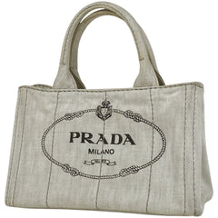 プラダ カナパ トート ハンドバッグ トートバッグ デニム ホワイト レディース 【中古】brbag
