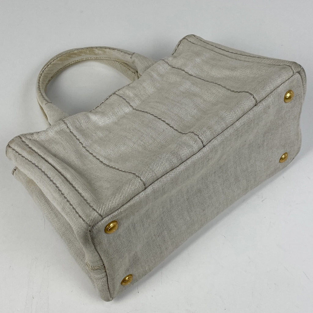 プラダ カナパ トート ハンドバッグ トートバッグ デニム ホワイト レディース 【中古】brbag