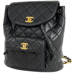 シャネル ココマーク チェーン リュックサック マトラッセ バックパック デイパック リュック レザー ブラック レディース 【中古】brbag