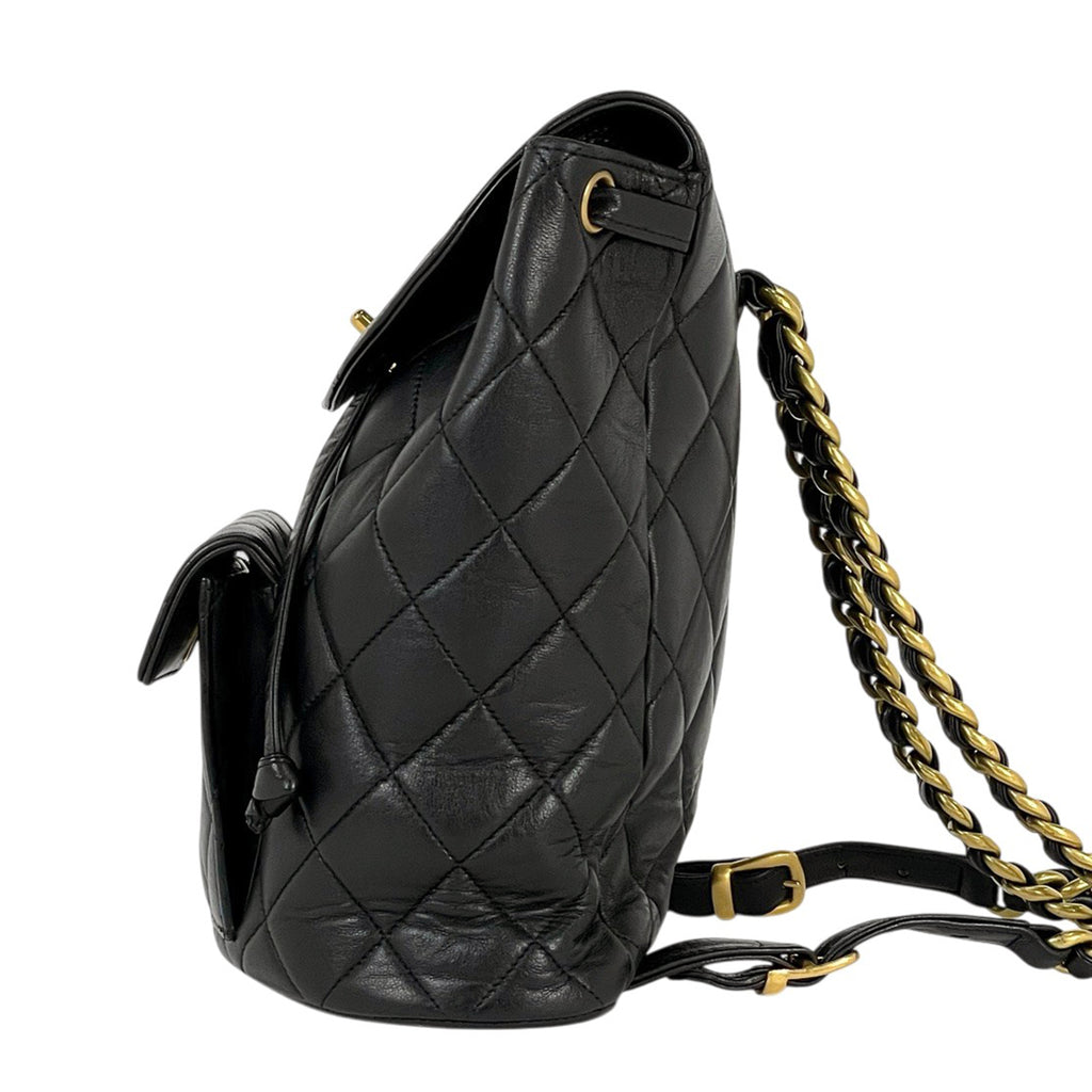 シャネル ココマーク チェーン リュックサック マトラッセ バックパック デイパック リュック レザー ブラック レディース 【中古】brbag