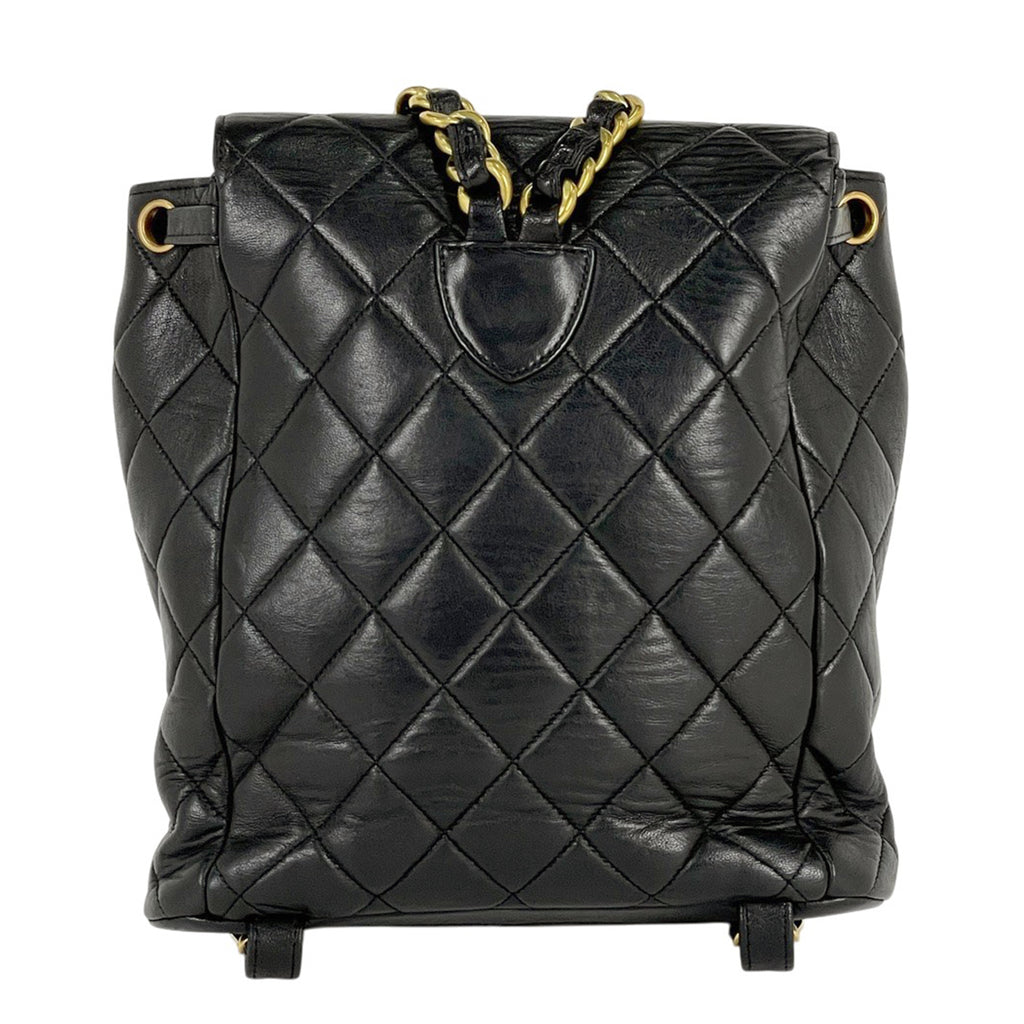 シャネル ココマーク チェーン リュックサック マトラッセ バックパック デイパック リュック レザー ブラック レディース 【中古】brbag